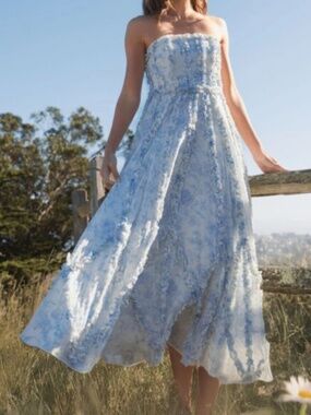 NWT | Mac Duggal 8265 Strapless Ruffle A-Line Maxi Dress | Sz 6